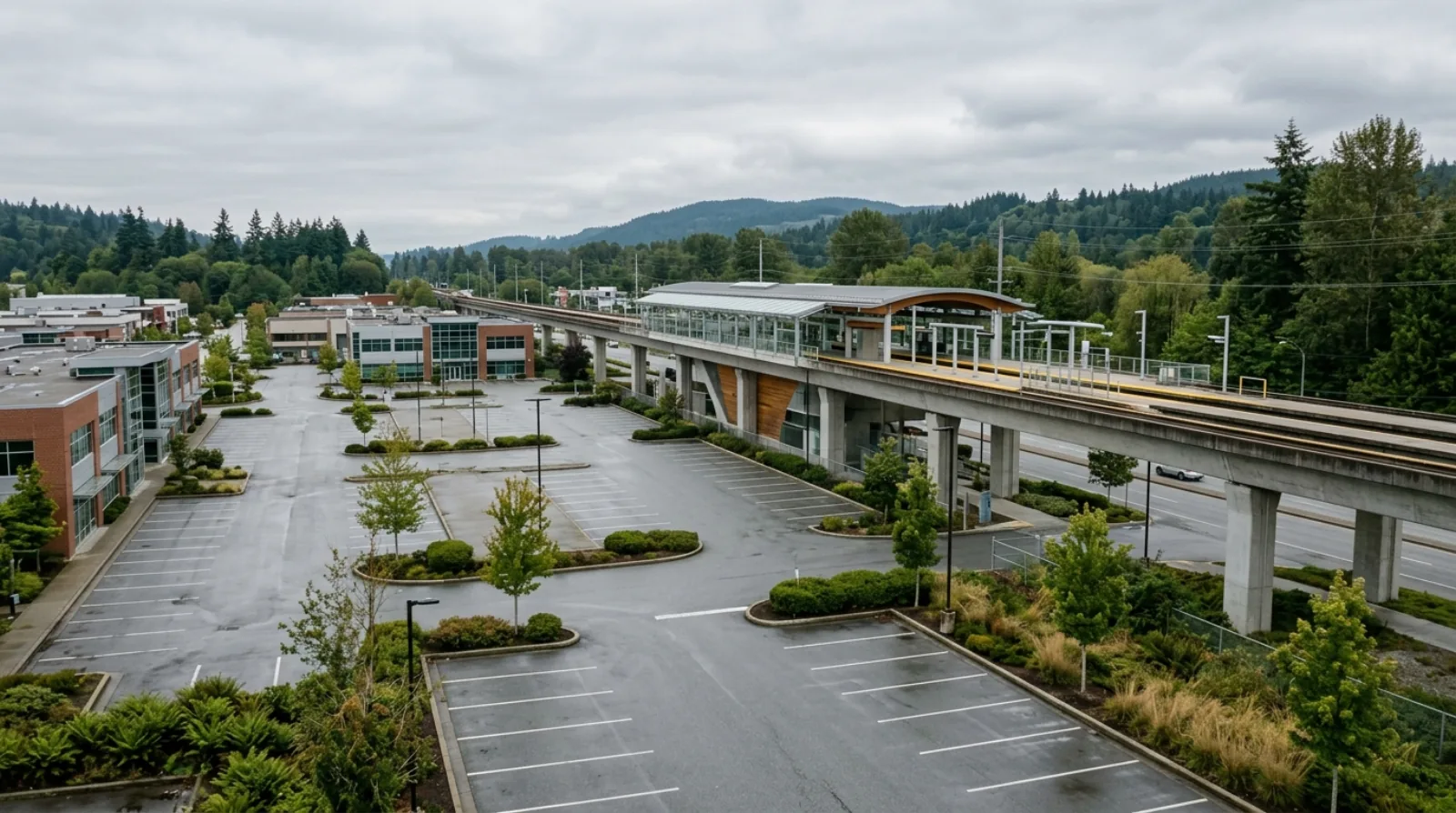 The Lake City Way SkyTrain station area in Burnaby, BC